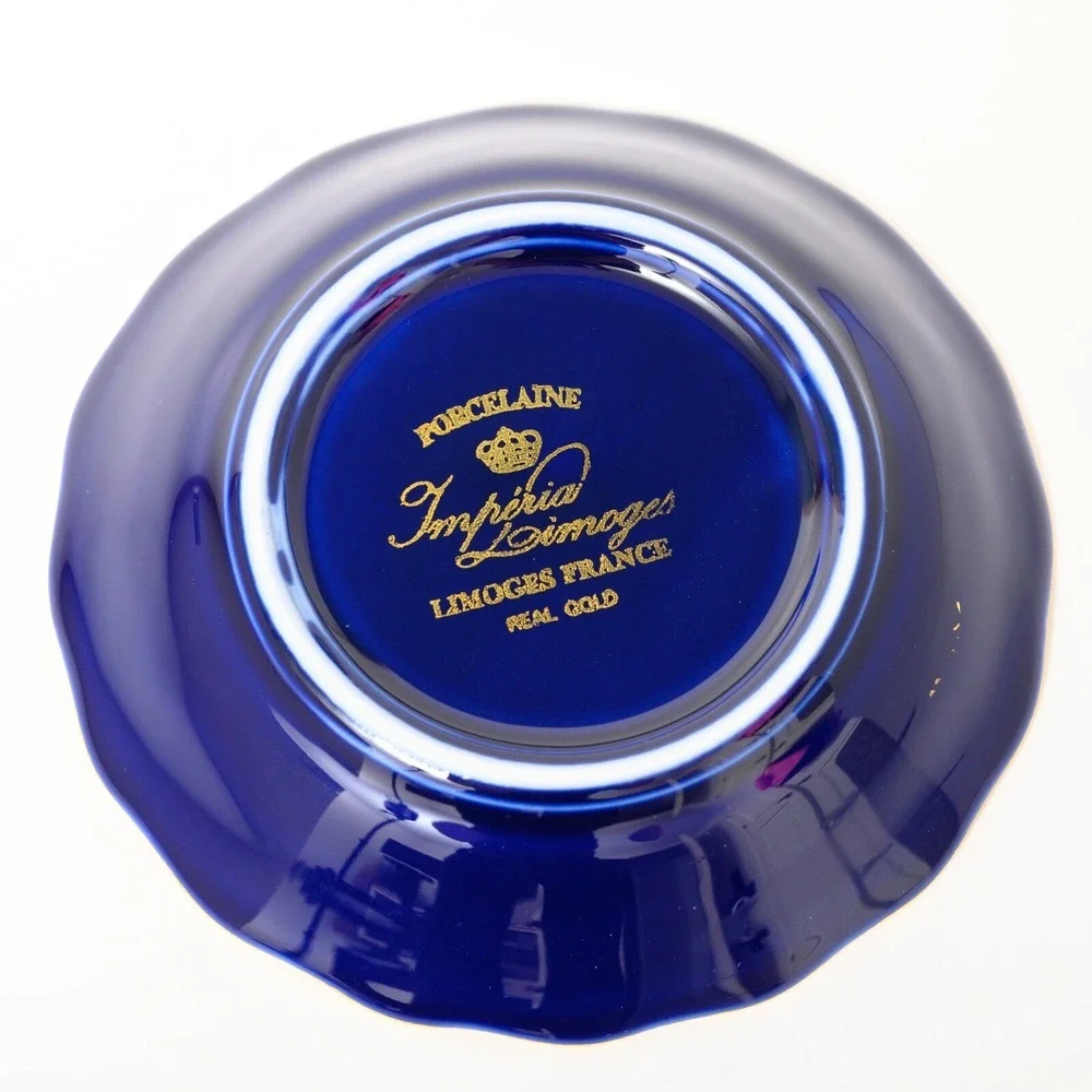 Imperia Limoges Paris France Blue Souvenir Plate Real Gold / Porcelain 3 7/8